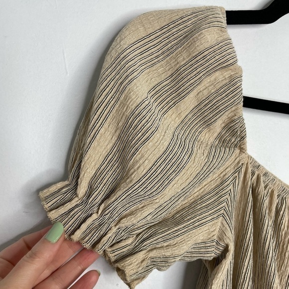 H&m neutral stripes cropped peasant top - Picture 3 of 7